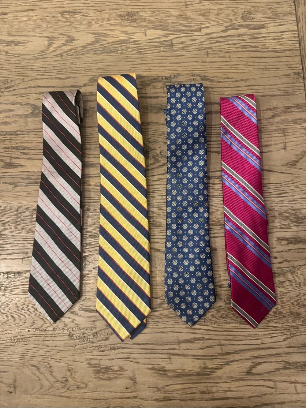 Jos. A. Bank Four-Piece Men's Tie Set in Gray, Yellow, Blue, Pink
